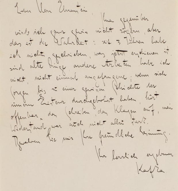 Bức thư tay thể hiện nỗi bế tắc của Franz Kafka