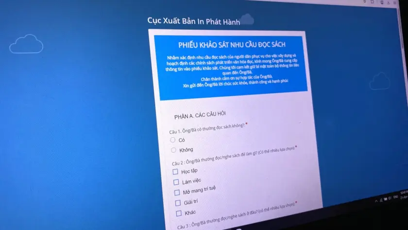 CỤC XUẤT BẢN KHẢO SÁT NHU CẦU ĐỌC SÁCH CỦA NGƯỜI DÂN