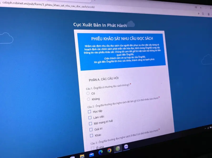 CỤC XUẤT BẢN KHẢO SÁT NHU CẦU ĐỌC SÁCH CỦA NGƯỜI DÂN